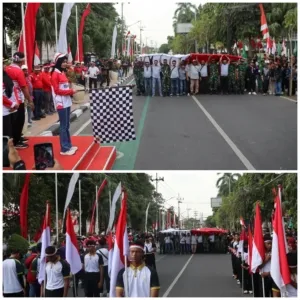 Kirab Merah Putih Raksasa Warnai HUT ke-80 Kemerdekaan RI di Kota Kediri