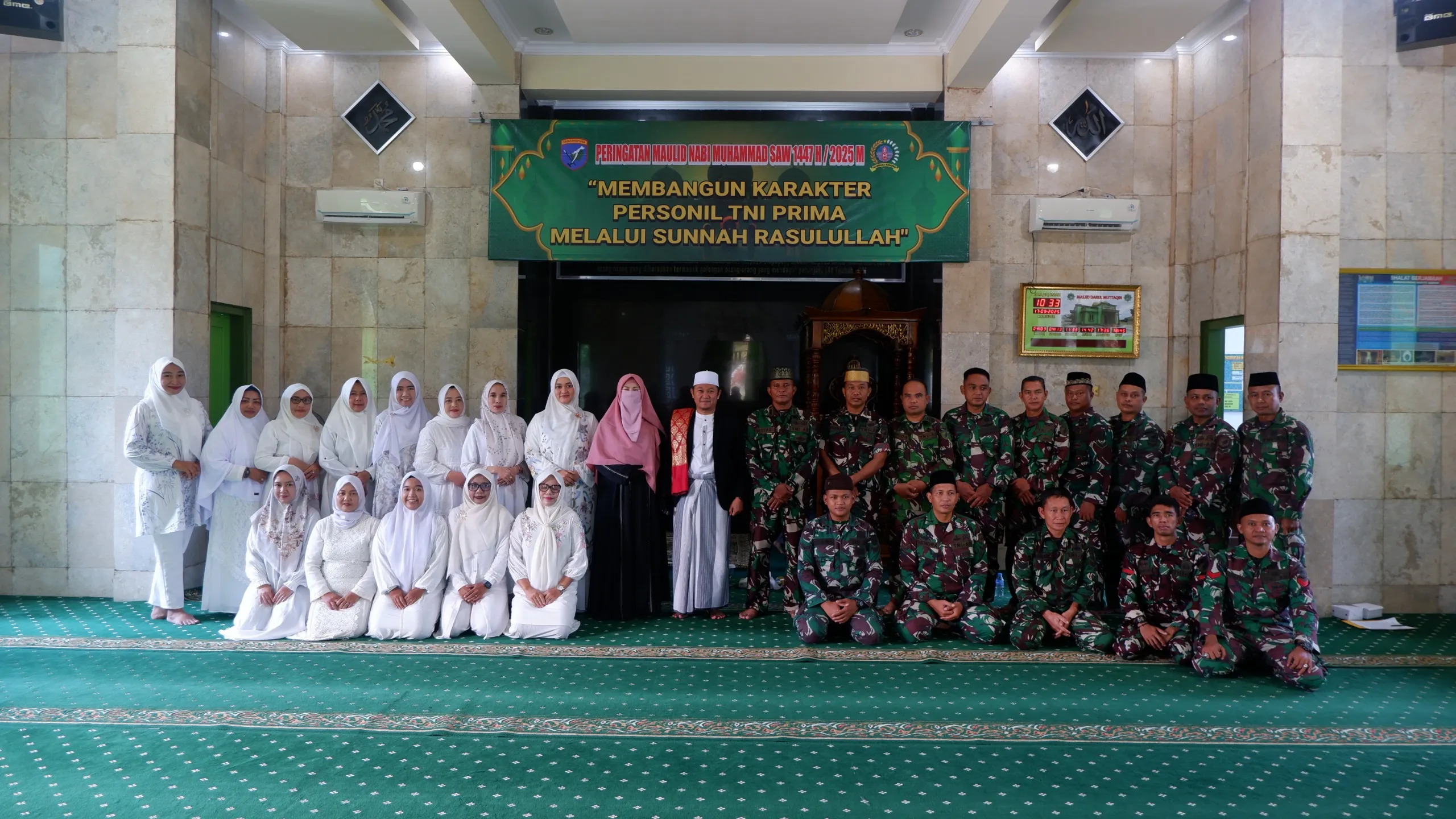 Jadikan Akhlak Rasulullah sebagai pedoman hidup pesan Dandrem 121/ABW Brigjen TNI Purnomosidi pada peringatan Maulid Nabi Muhammad. SAW. 1447 H/2025 M