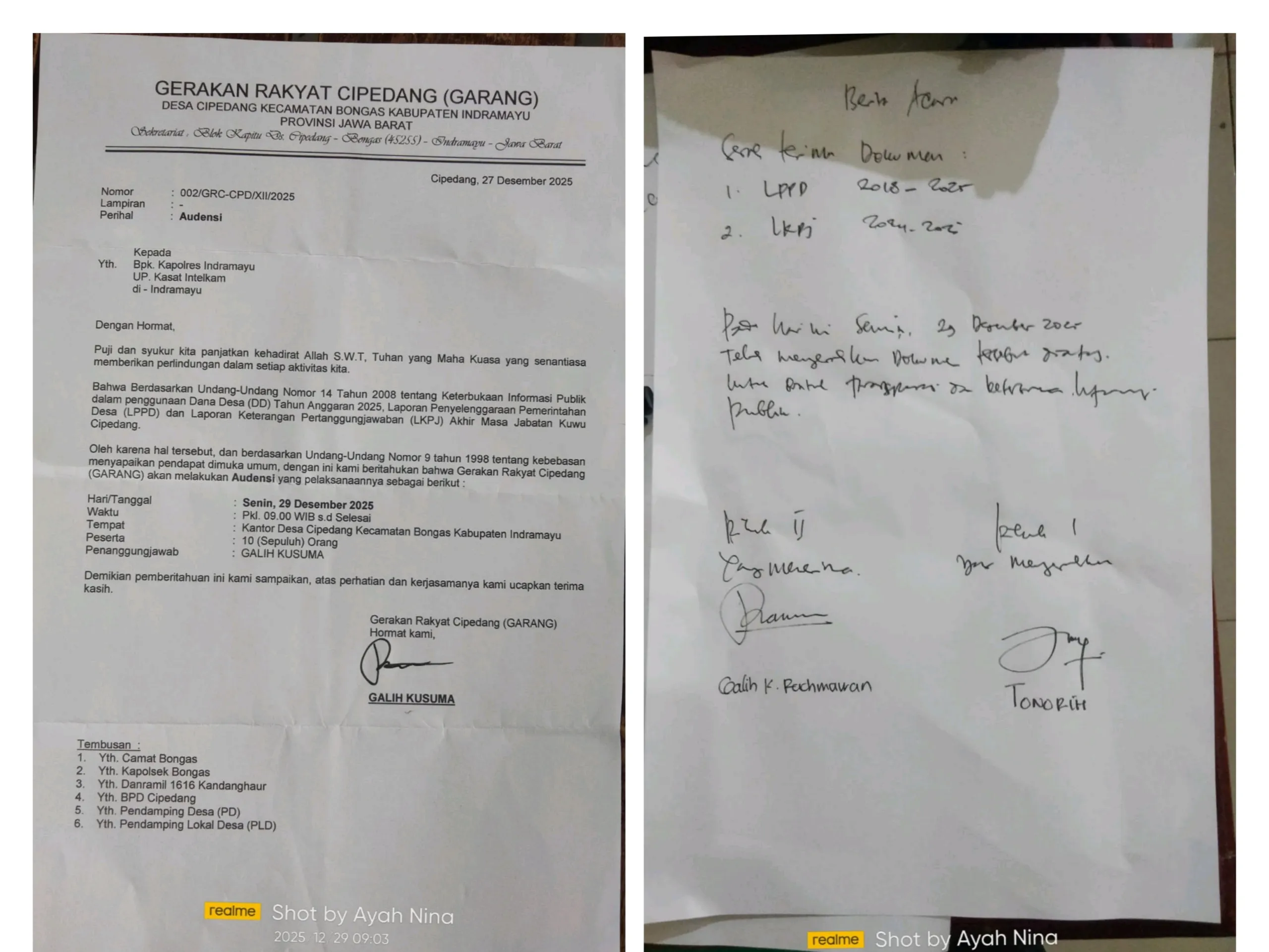 Aksi Demo GARANG di Cipedang Berujung Audiensi Terbuka, Pemdes Serahkan LKPJ dan LPPD