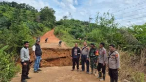 Polsek Sepauk Bersama Forkopimcam Tindak Cepat Tangani Putusnya Jembatan Jalan Poros Kayu Lapis KM 50 Sepauk