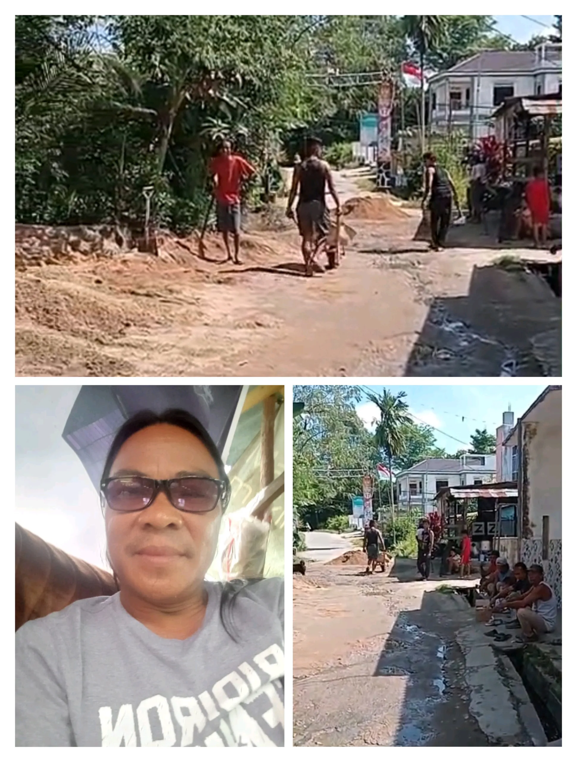 DIHIN Ketua RT 08 Kelurahan Kapuas kanan hulu Kecamatan  Sintang Turun Lansung Bersama Warga Bergotong – royong Memperbaiki Jalan yang Rusak