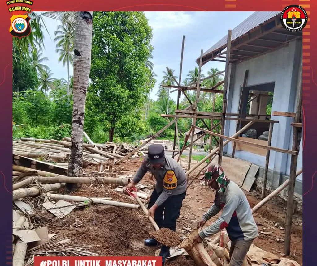 Bhabinkamtibmas Desa Beringin Jaya Bantu Warga dalam Pembangunan Gereja