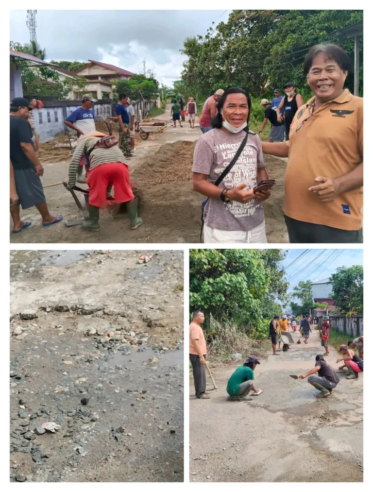 Ketua RW 06 Bersama Ketua RT 08 Kel Kapuas Kanan Hulu Bersama Warganya Bergotong – royong Memperbaiki Jalan Yang Rusak