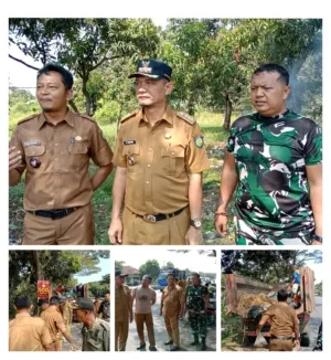 Sinergi Lintas Sektor: Pemcam Lohbener, Kuwu Desa Langut dan TNI Bersihkan Sampah pinggir jalan pantura Desa Langut